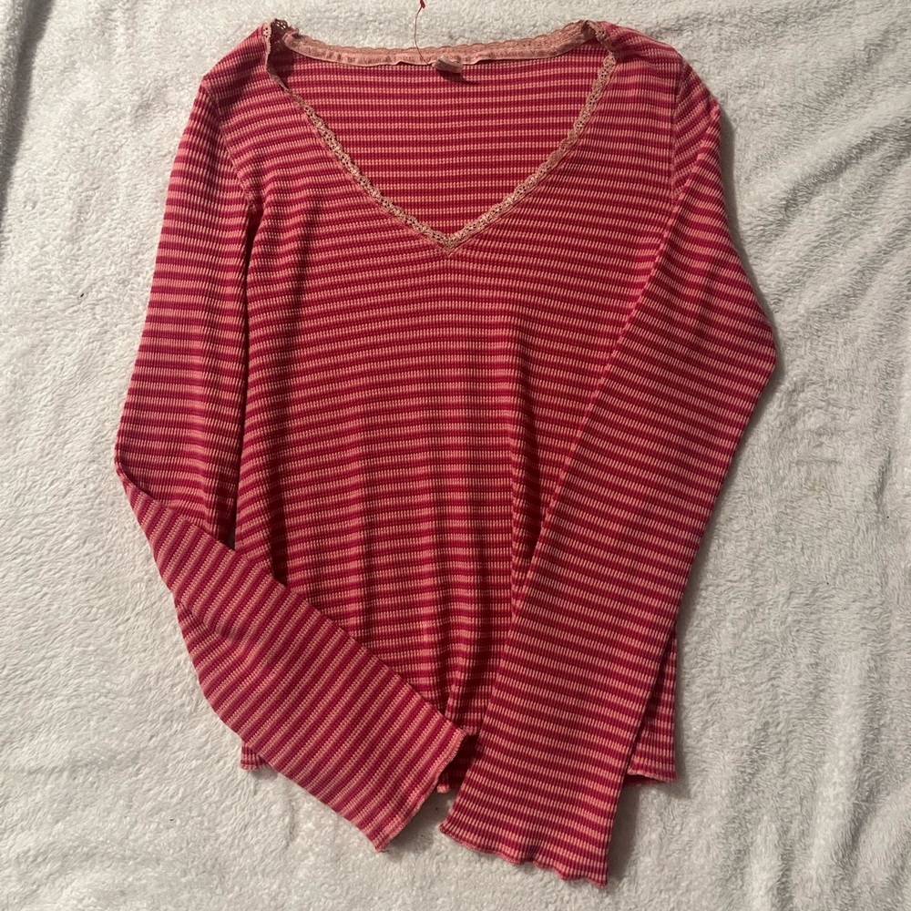 victoria secret pink striped long sleeve